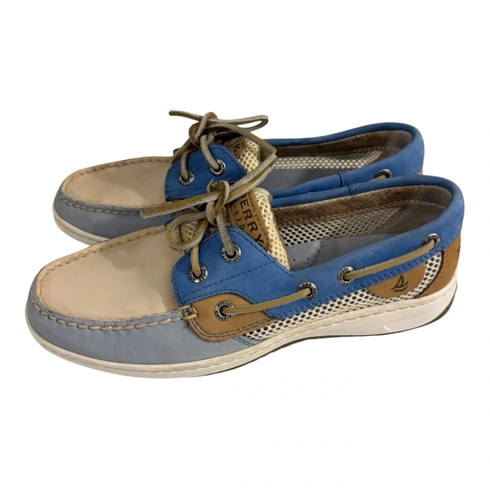 Sperry Topsider Leather Light Blue Preppy Nautical Old Money Boat Casual Shoe 6 - Picture 8 of 12